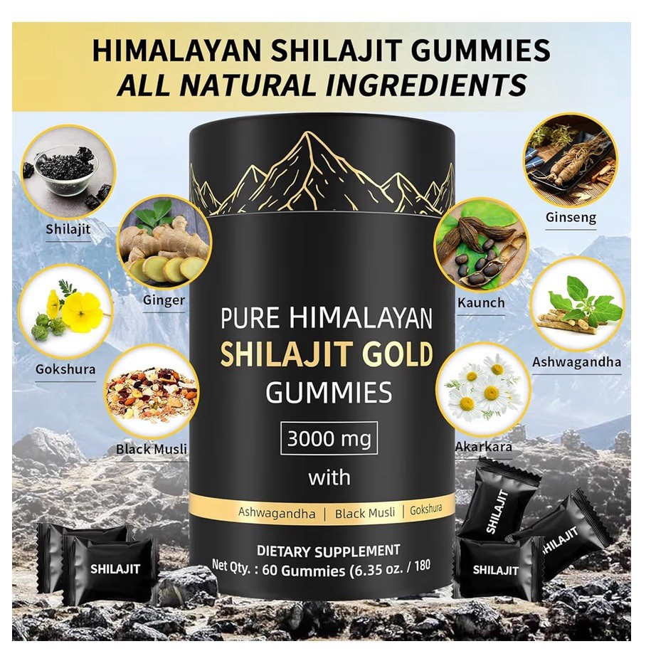 Set of 3 – Pure Himalayan Shilajit Gold, Gummies, 180pc, 90day Supply 3000mg WXW