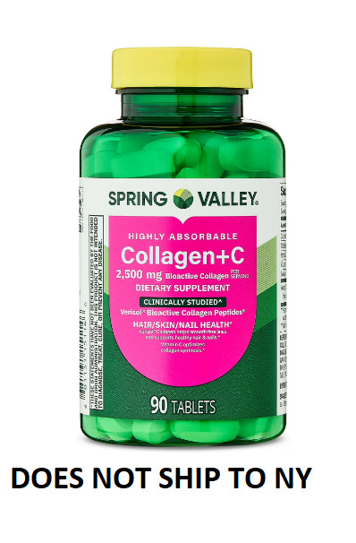 Spring Valley Highly Absorbable Collagen + C Tablets Dietary 2,500 mg, 90 Count