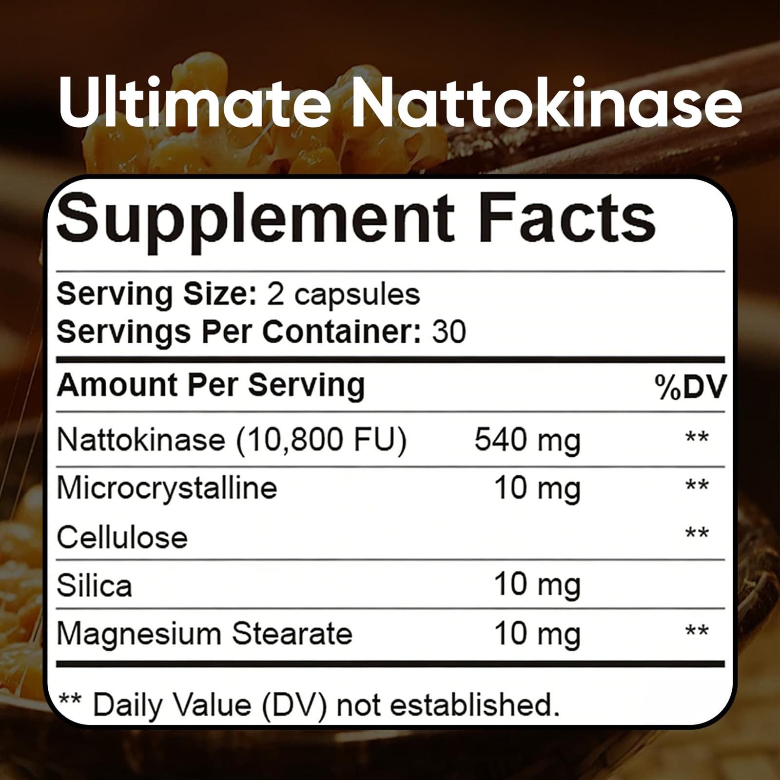 Ultimate Nattokinase Supplement features 10,800 FU of Nattokinase, Natural Suppo