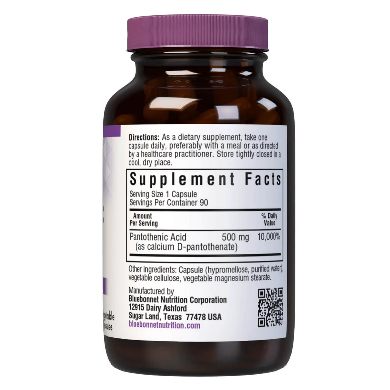 Bluebonnet Pantothenic Acid 500 Mg 90 Vegetable Caps, Cellular Energy Production