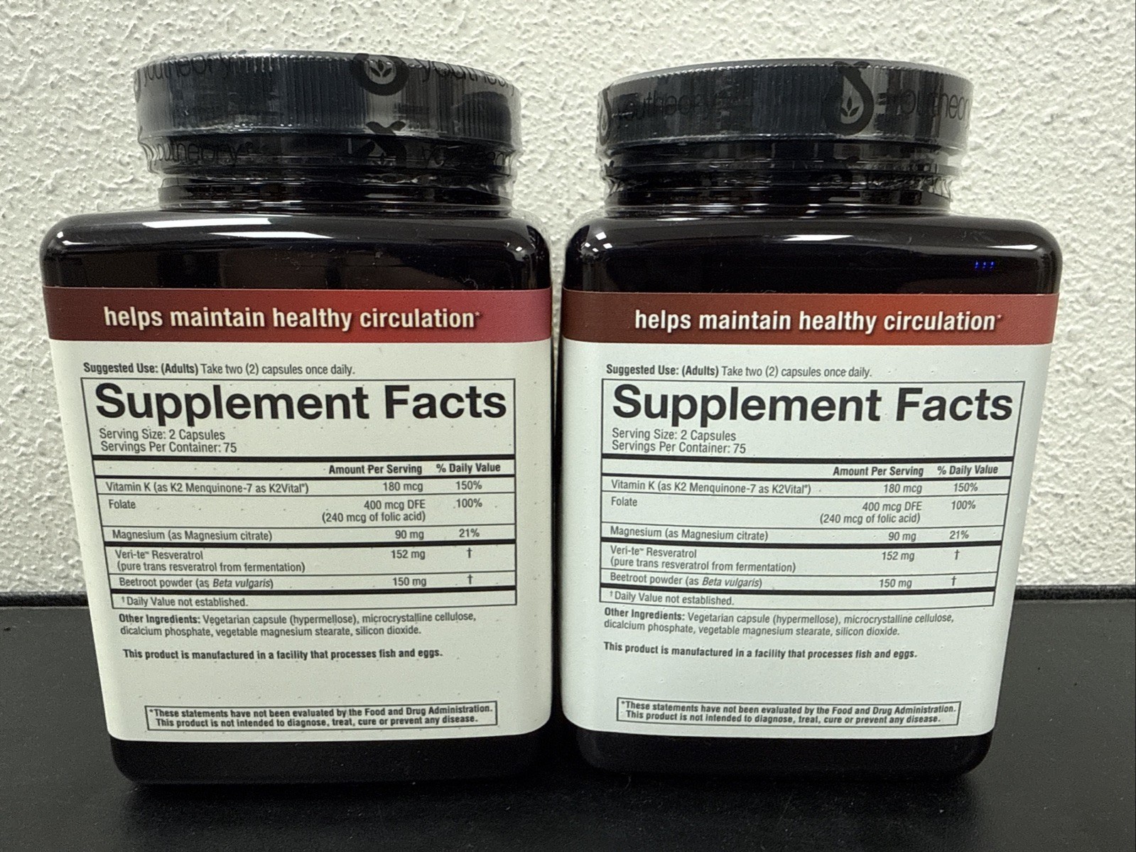 Bundle Of 2 Youtheory Heart Capsules with Resveratrol Vitamin K EXPIRE 08/26