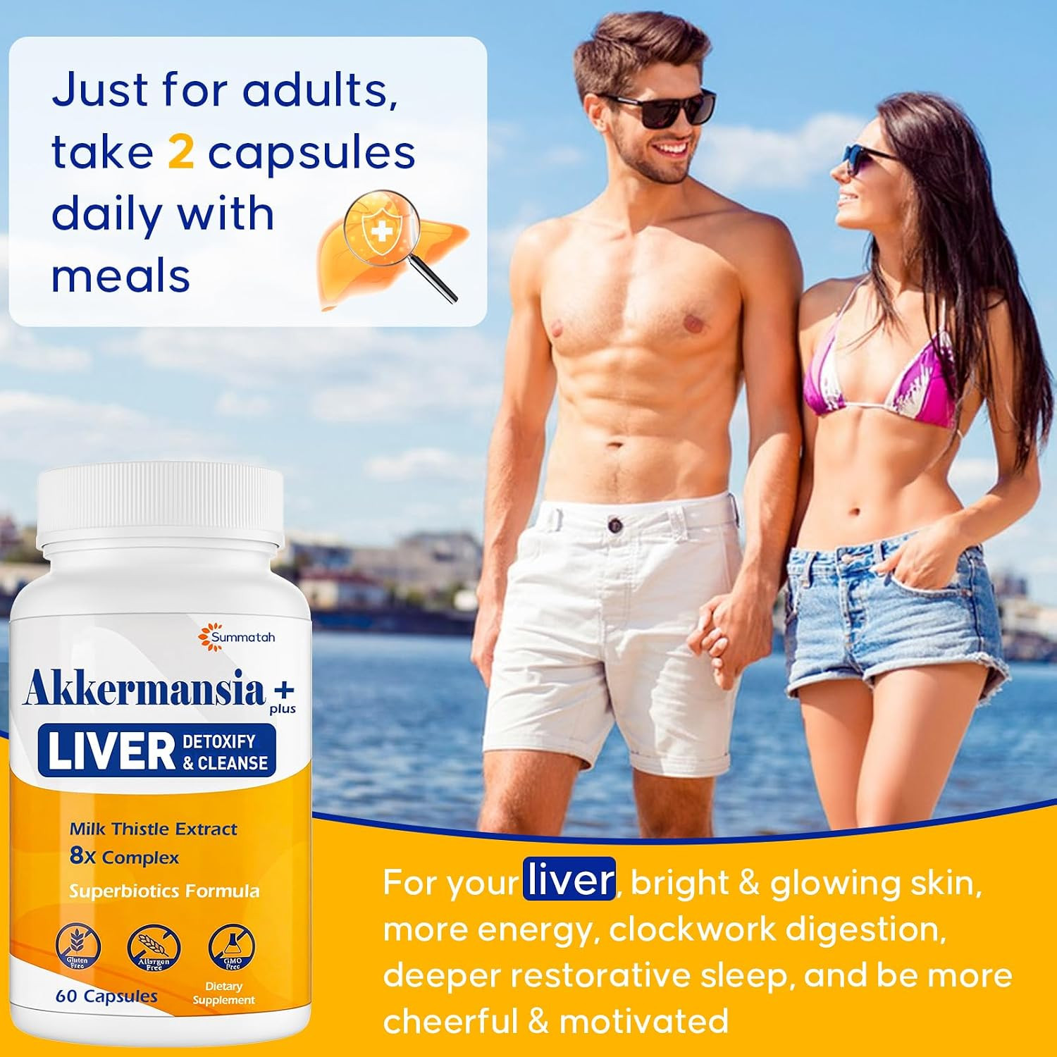 Liver Detoxify Repair & Cleanse, with Akkermansia & Milk Thistle, 60 Caps | Deto