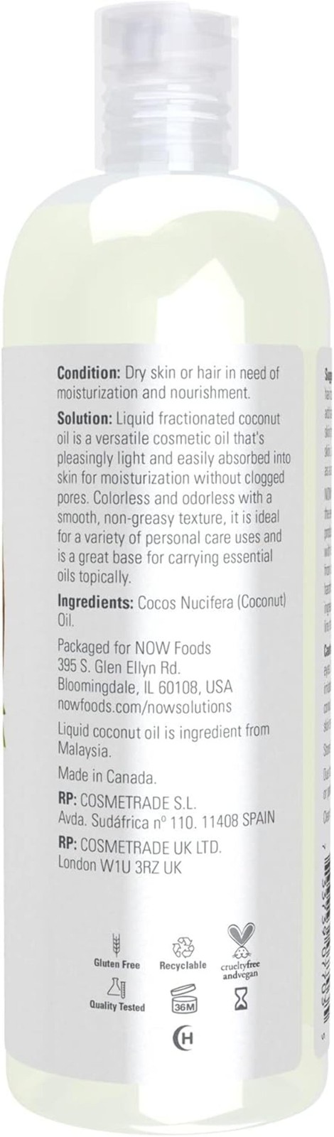NOW, Liquid Coconut Oil, Light and Nourishing, Promotes Healthy-Looking, 16-Oz