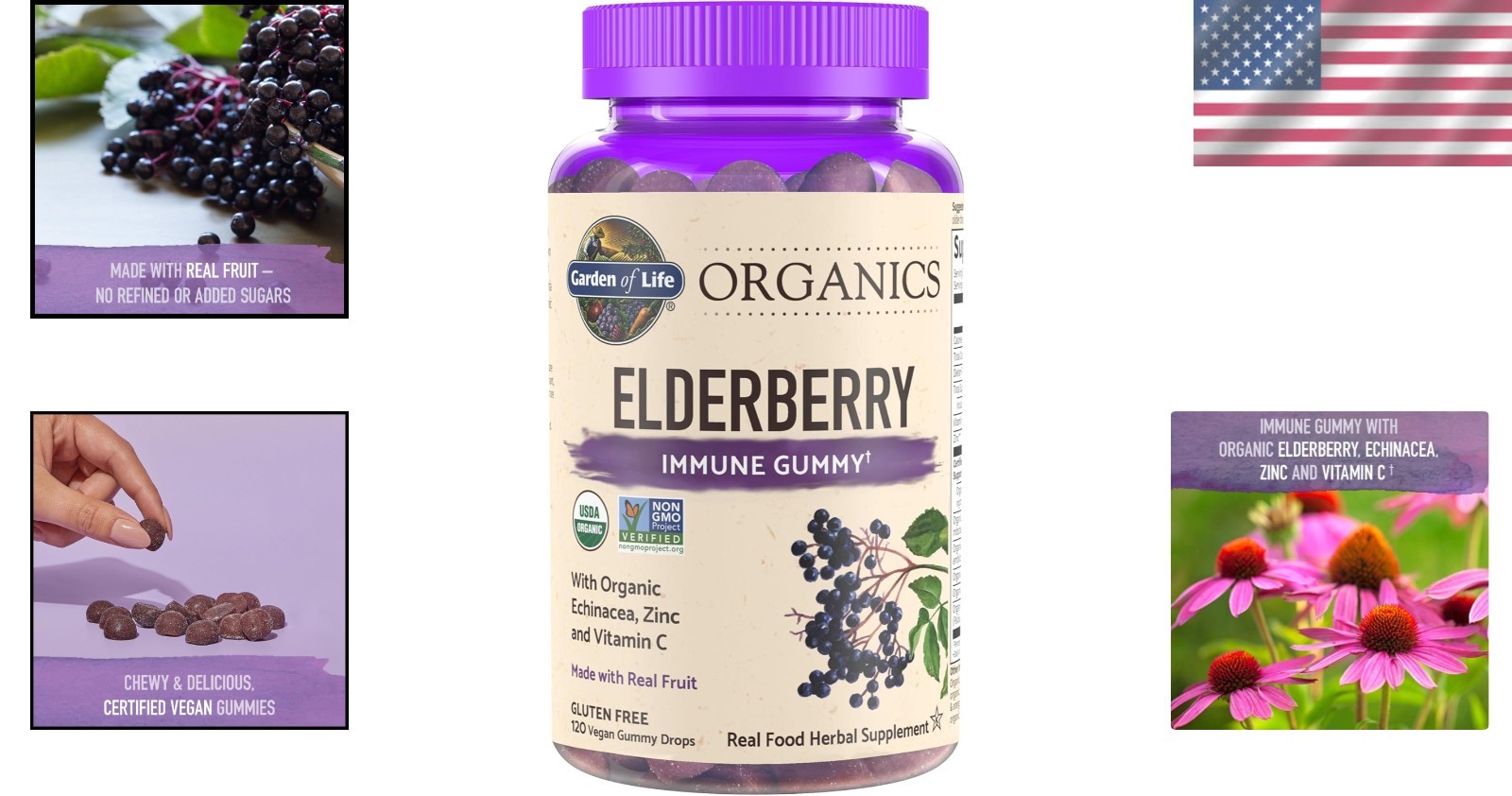 Daily Immune Support with Organic Elderberry Gummies – 120 Count for All Ages