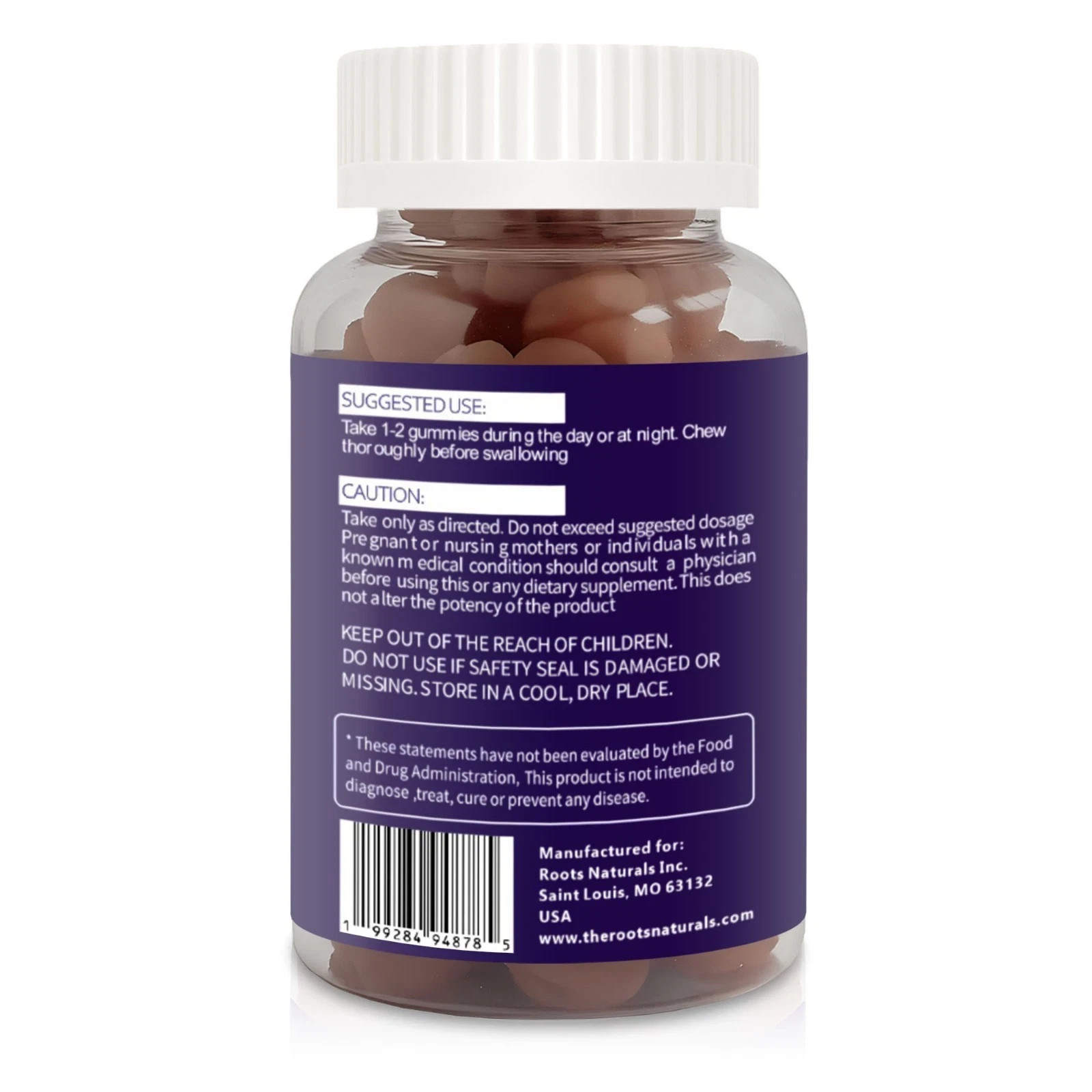 Melatonin Gummies for Sleep Roots Naturals – 60 Vegan Gummies – 715mg