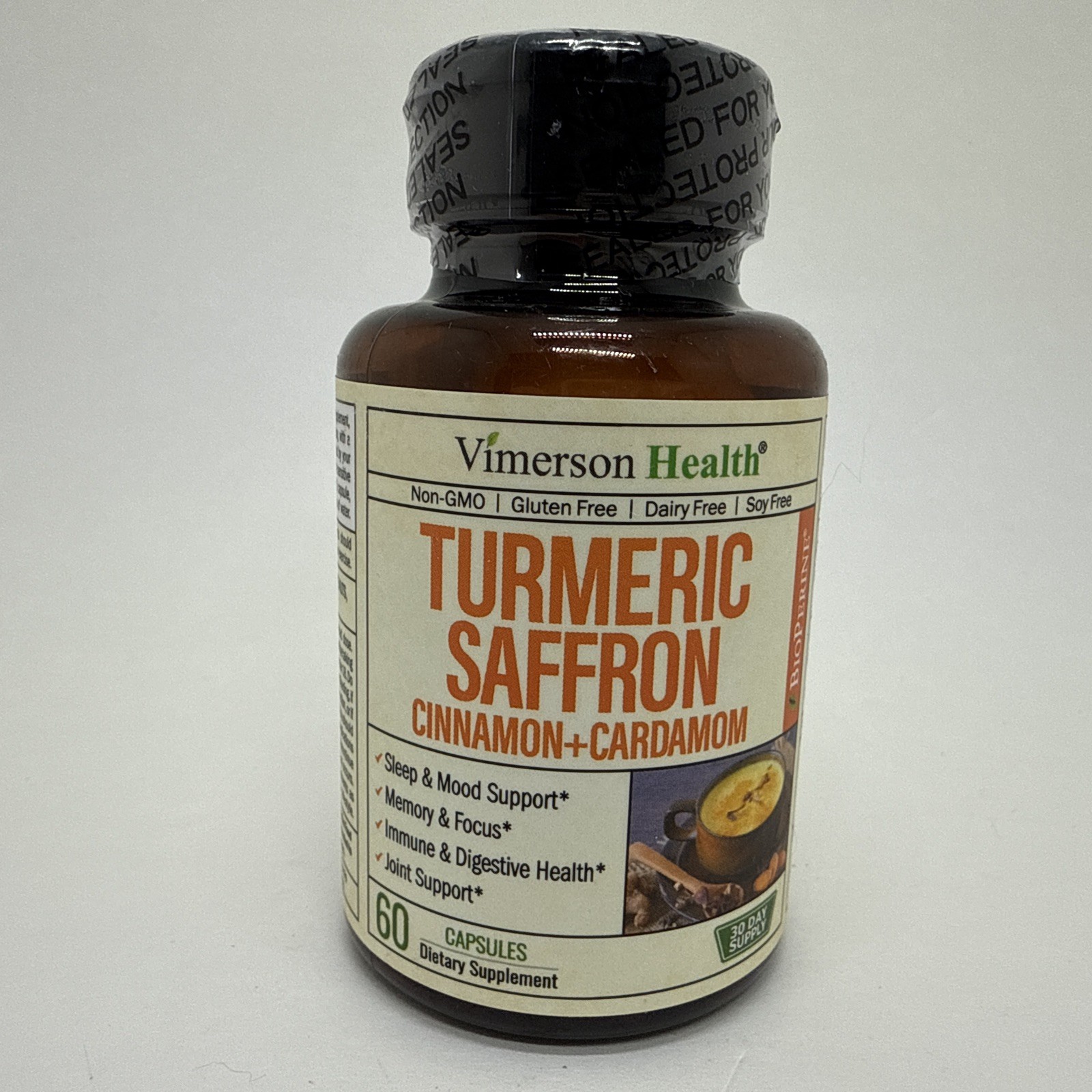 Vimerson health Turmeric Saffron Cinnamon &Cardamom 60 Caps EXP 02/27