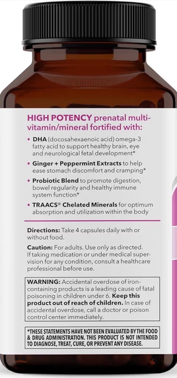 Retails $49 Prenatal Multivitamin DHA Omega3 – 120 Veg Capsules