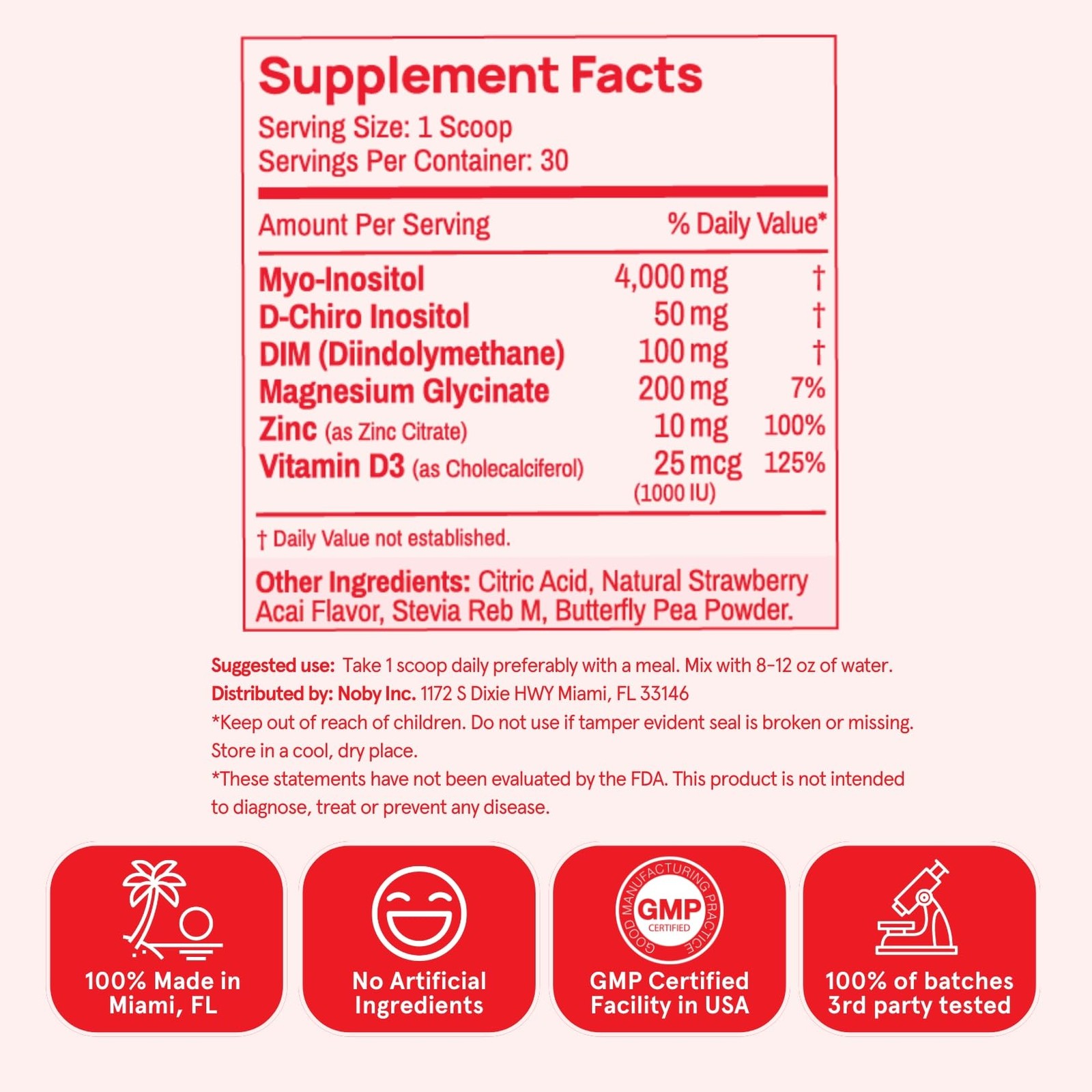 Peach Perfect Inositol Powder Multivitamin, Strawberry Acai Flavor – 3 – Supp…