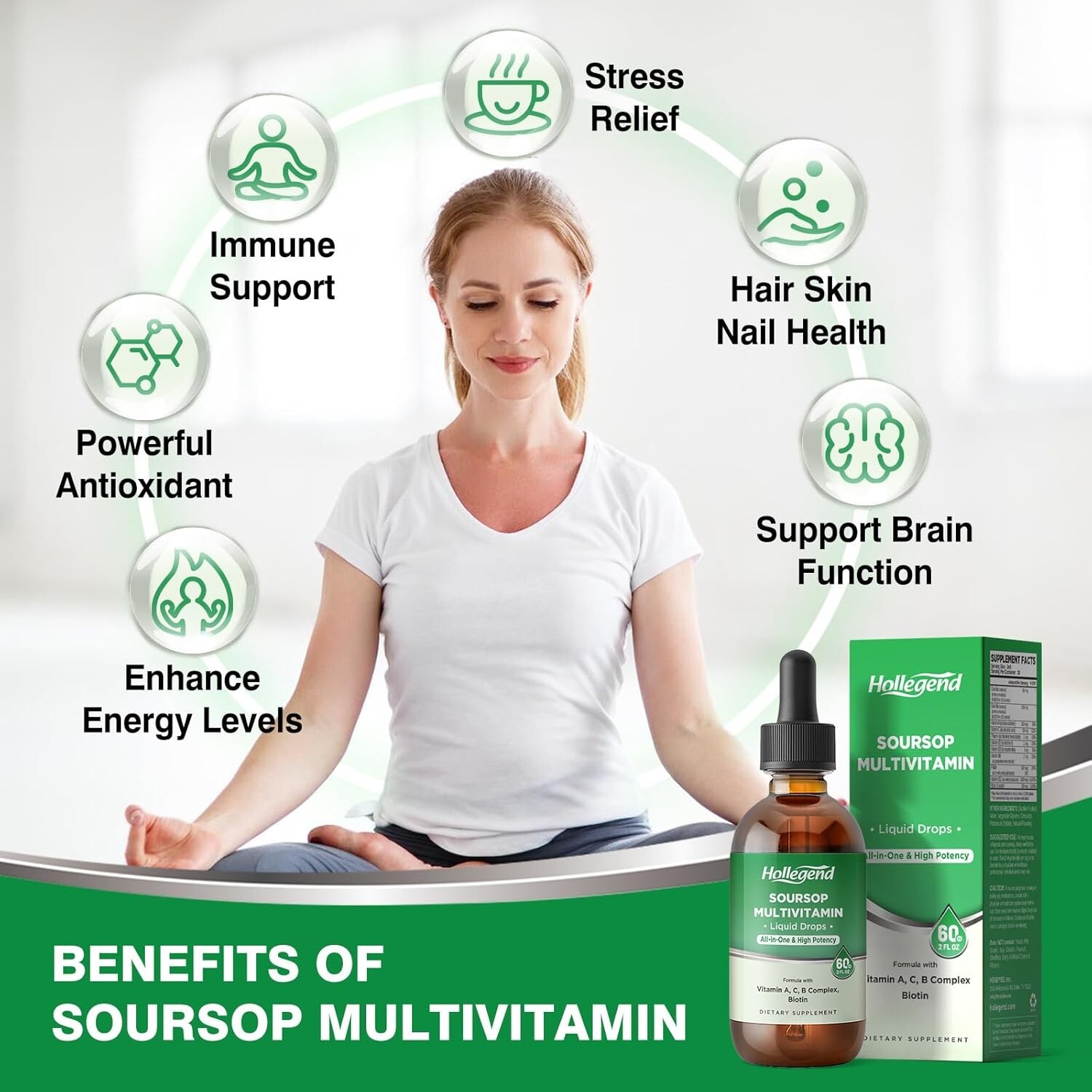 Soursop Multivitamin Liquid Drops, Methylated Multivitamin with Graviola 2 Fl Oz