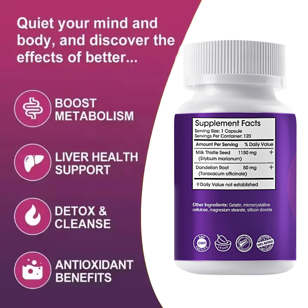 Milk Thistle (Silymarin) Extract 1150 mg liver cleanser liver detox cardio