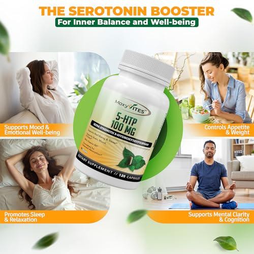 and quot;MoxyVites Serotonin Booster Supplement – 5HTP 100mg with B6, Organic –
