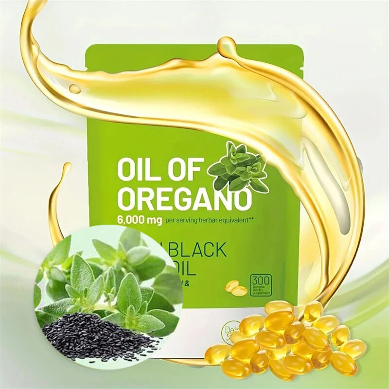 2 in 1 Oil of Oregano & Black Seed Softgels Oil – 6000mg,Immune Support 2026 NEW