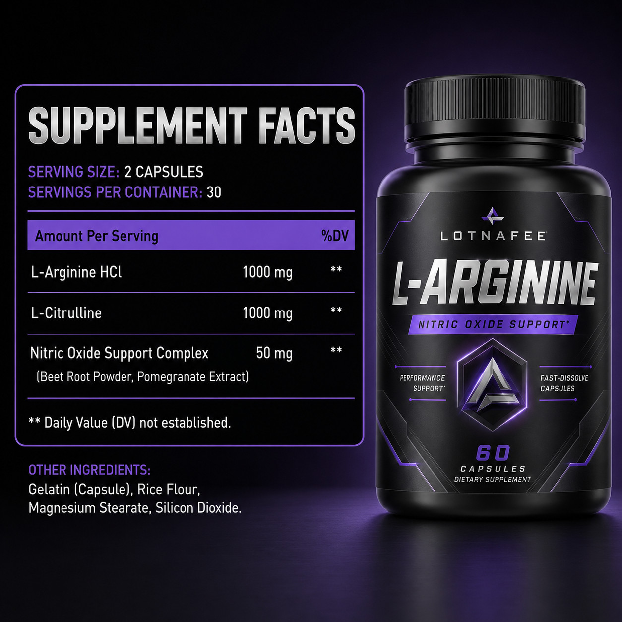 L-Arginine and L-Citrulline 2000mg Nitric Oxide Support Complex, 60 Capsules»