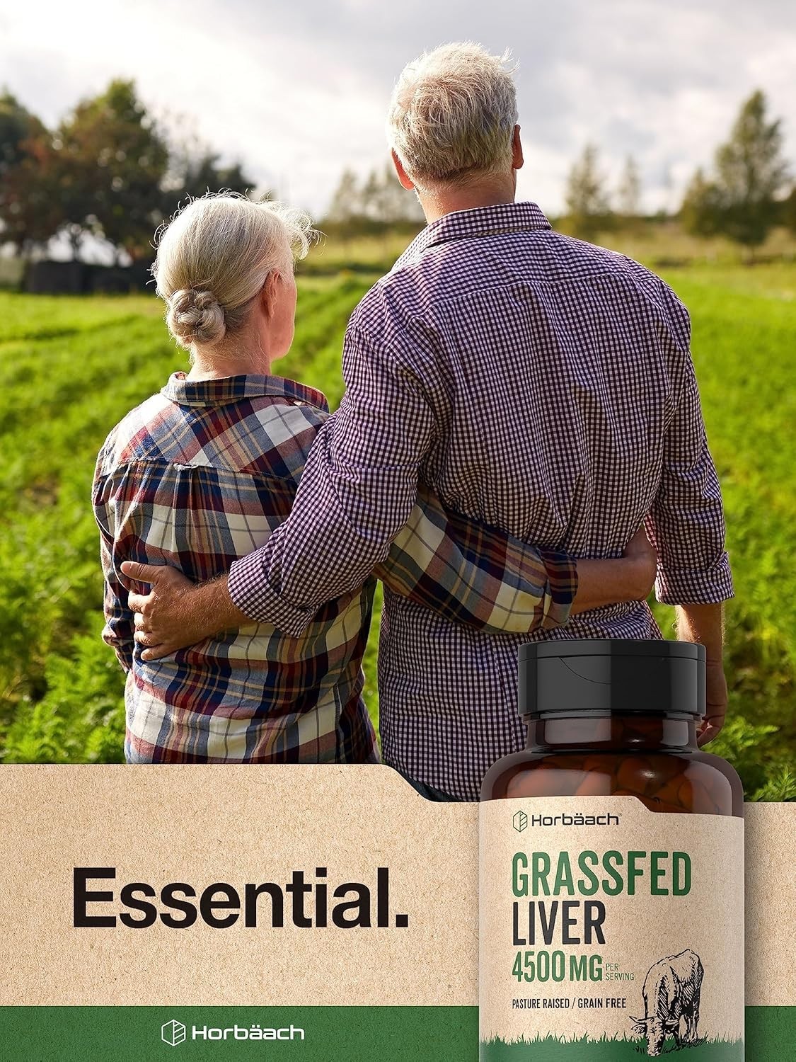 Grass Fed Beef Liver Supplement 4500mg, 90 Count Pasture Raised Non-GMO Horbaach