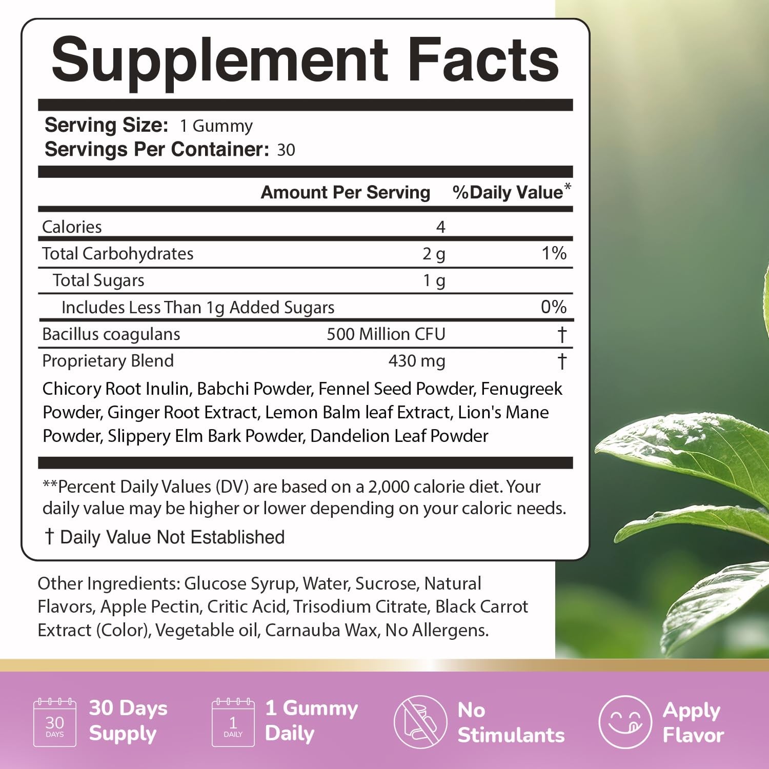 Nature’s NutriWave Neotonics Probiotic Gummy 500 Million CFU Inulin 30 Servings