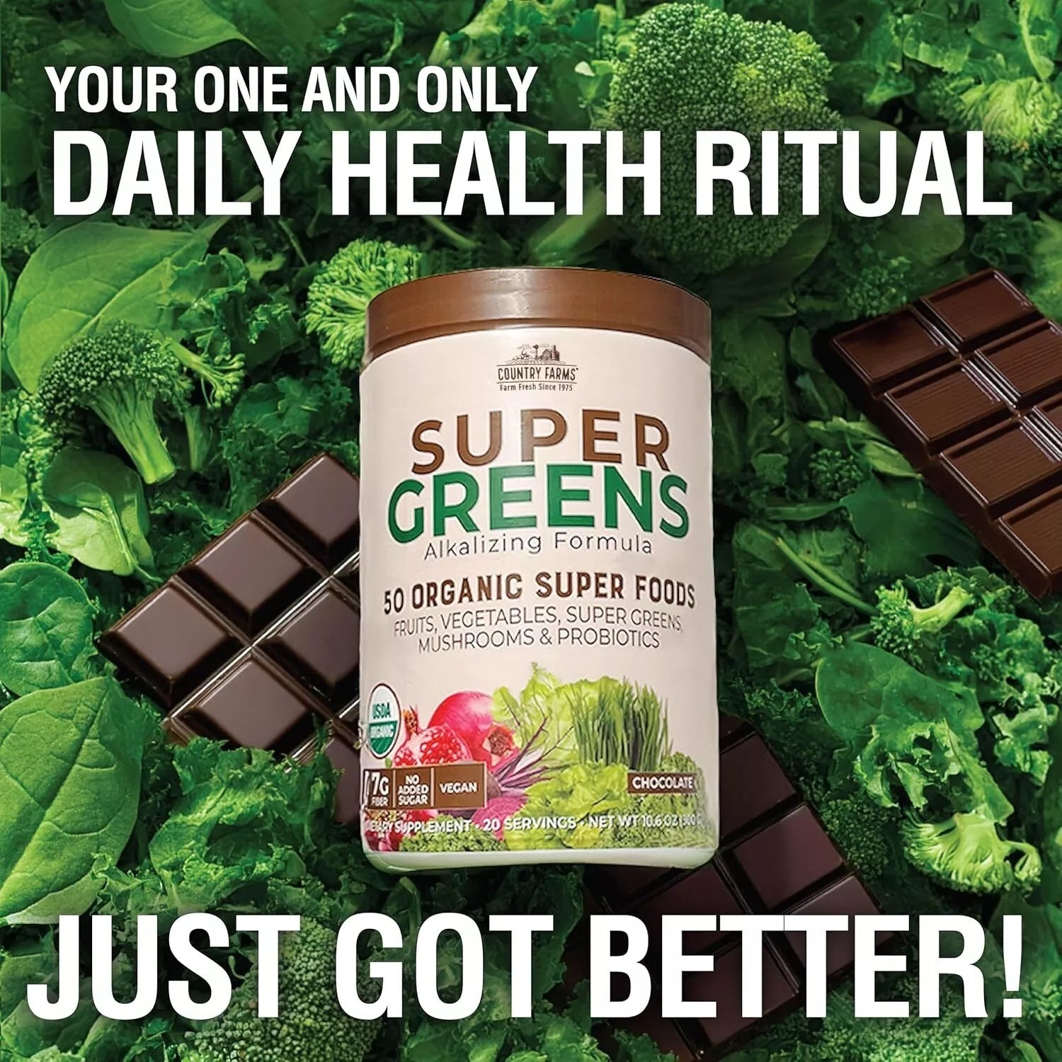 Country Farms Super Greens Flavor, 50 Organic Super Foods, USDA Organic Drink…