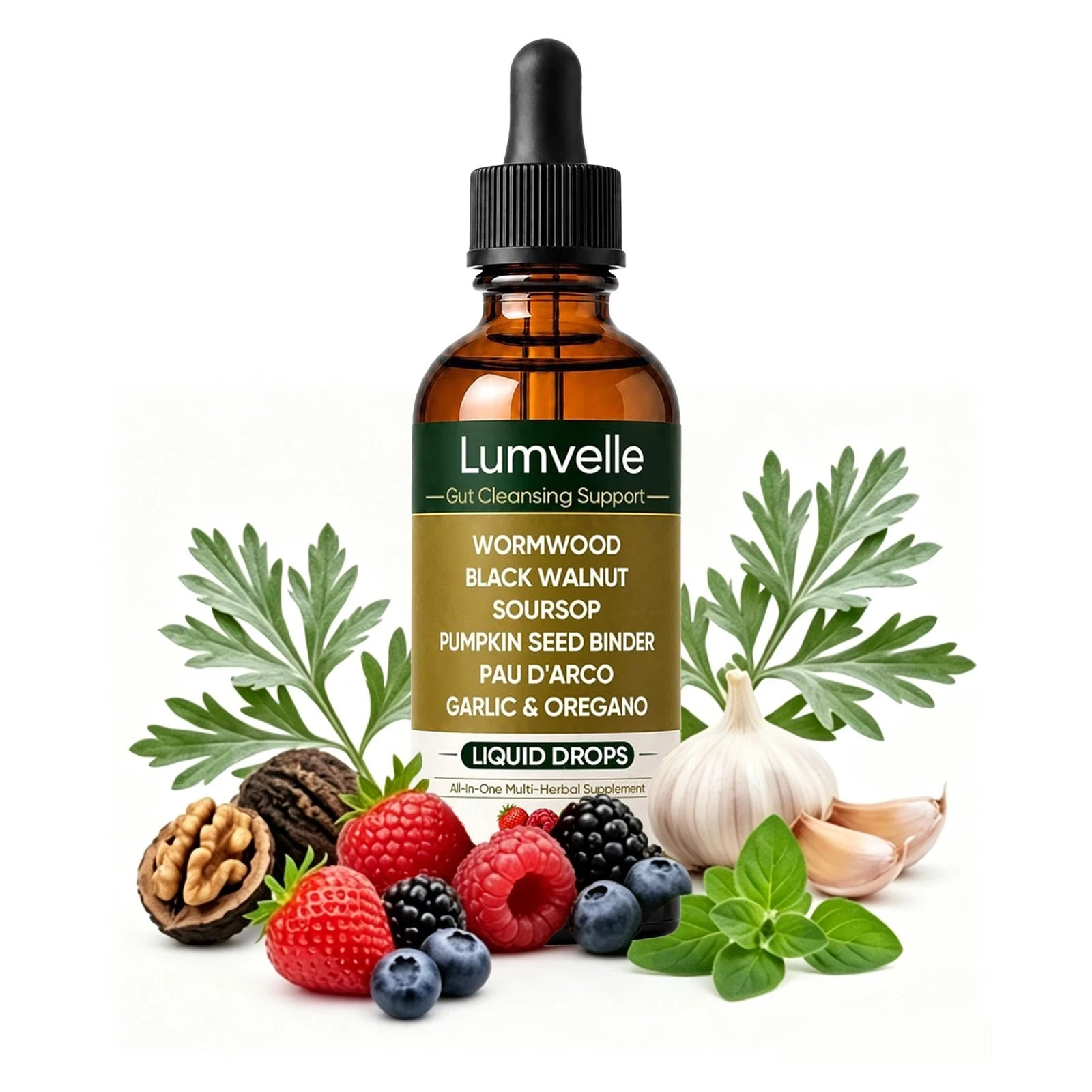 Lumvelle Wild Harvested Wormwood Liquid Drops 60ml Gut Cleanse Digestive Herbal