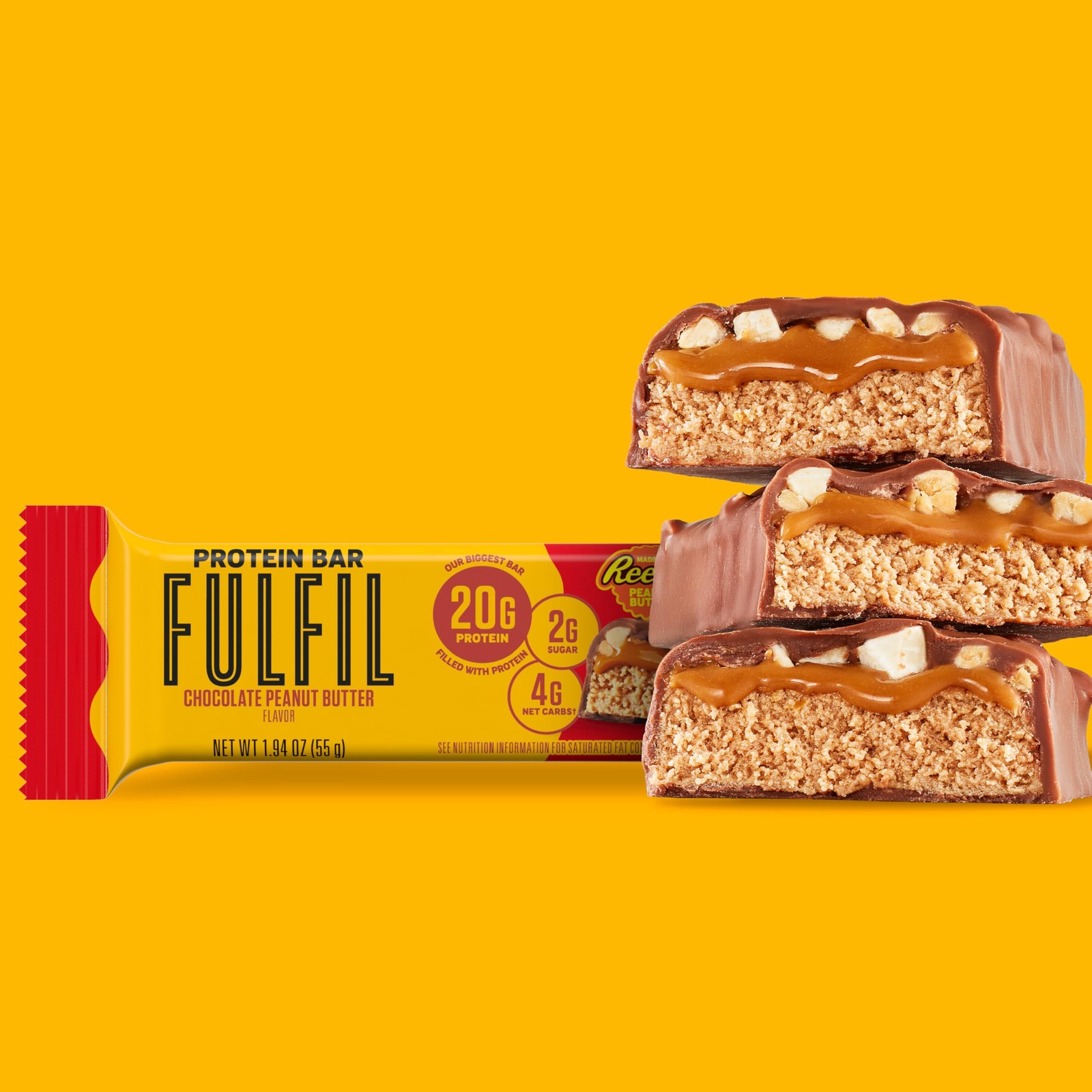 FULFIL Chocolate Peanut Butter Flavored Protein Bar 20g (Pack of 12)