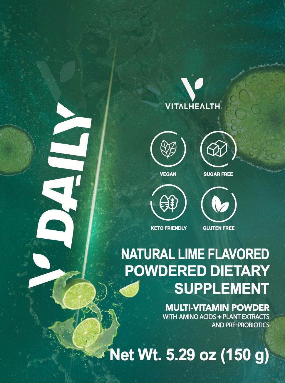 V-DAILY BY VITALHEALTH, Multi-Vitamin Powder With Amino Acids + Pre-Probiotics
