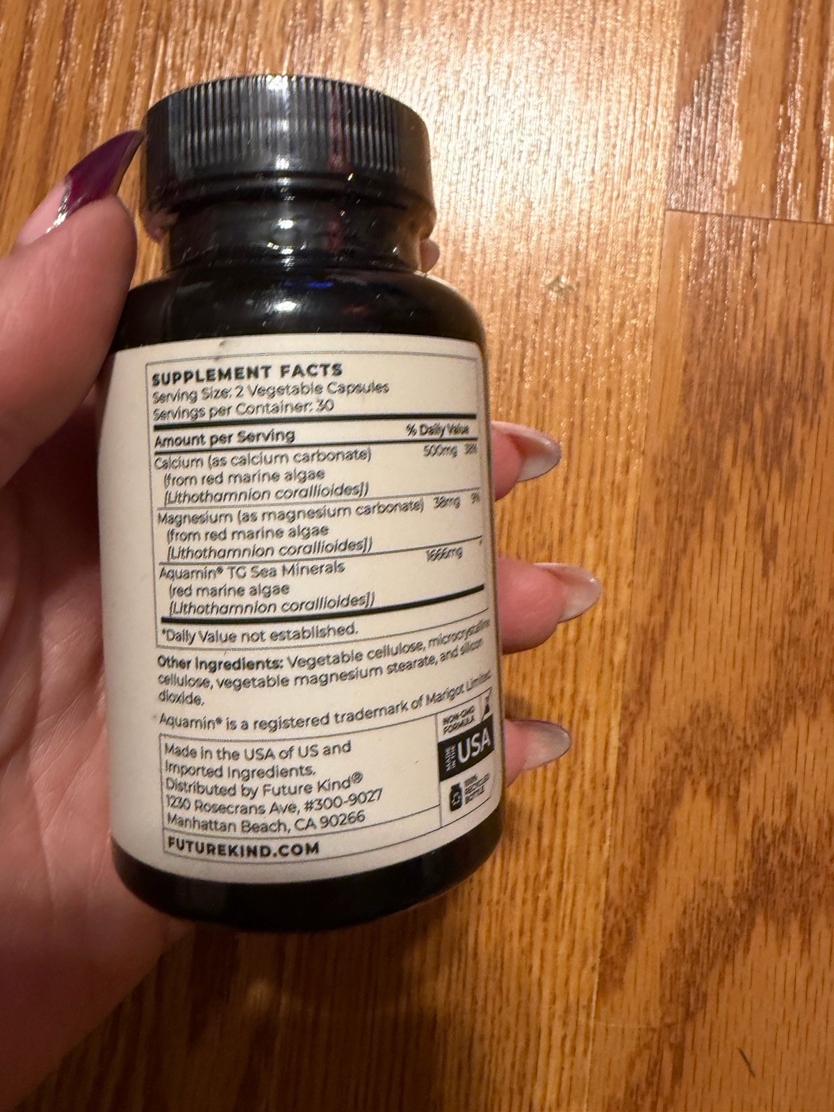Future Kind Vegan Calcium Magnesium Aquamin TG 60 Capsules Mineral Supplement