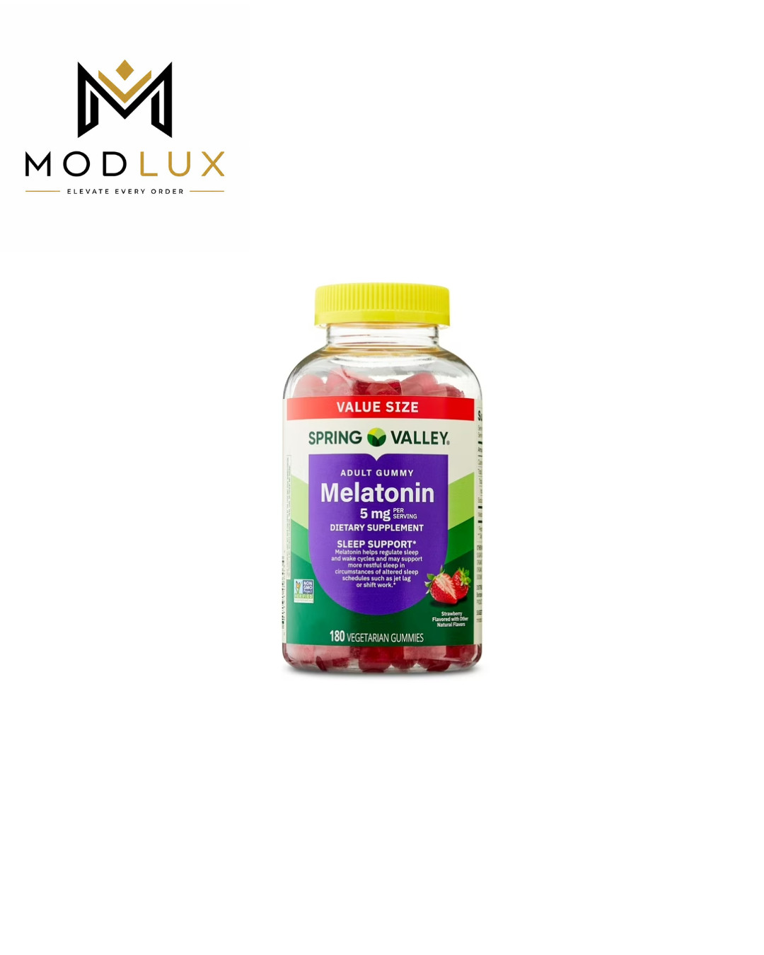 Spring Valley Melatonin 5mg Sleep Support Gummies Strawberry, 180 Count