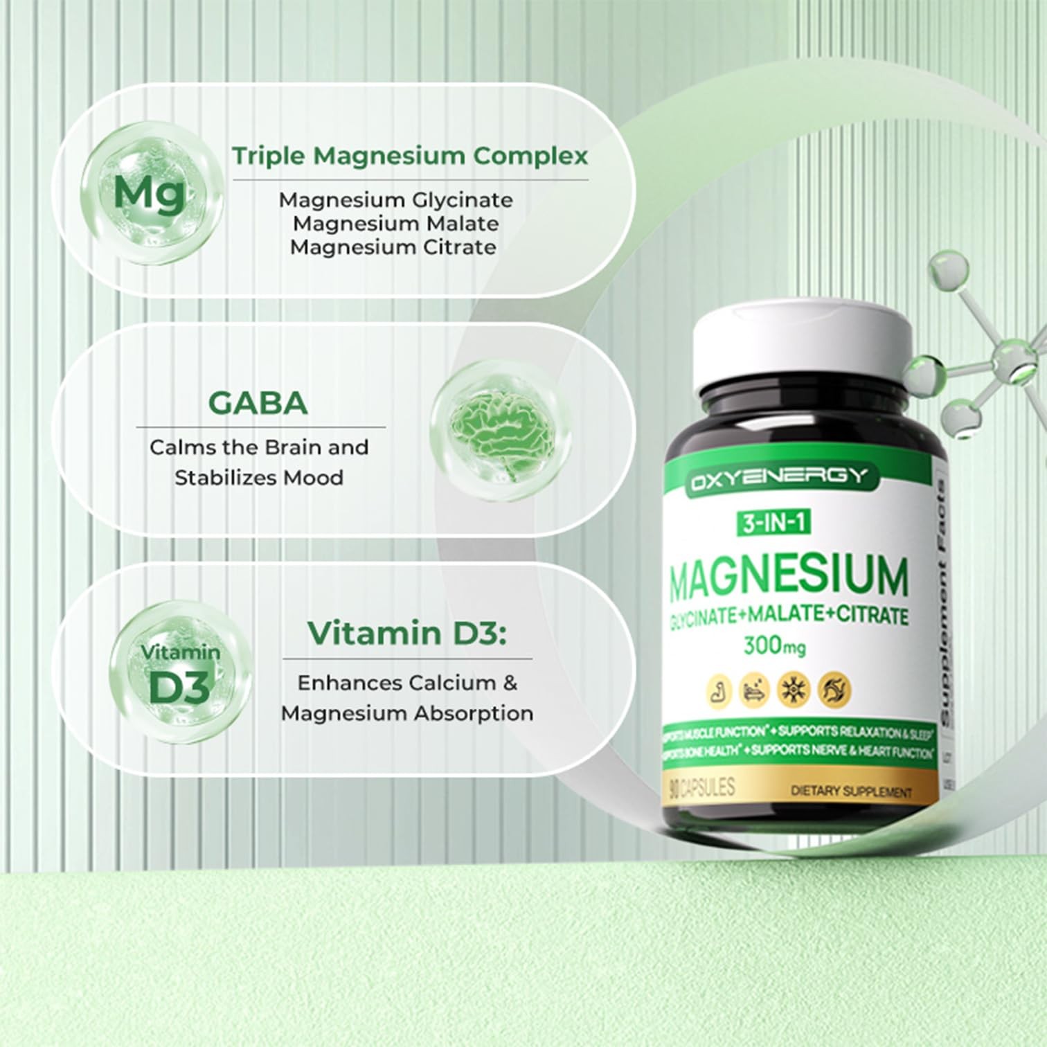 Oxyenergy Triple Magnesium Complex Supplement 3 In 1 Chelated Magnesium