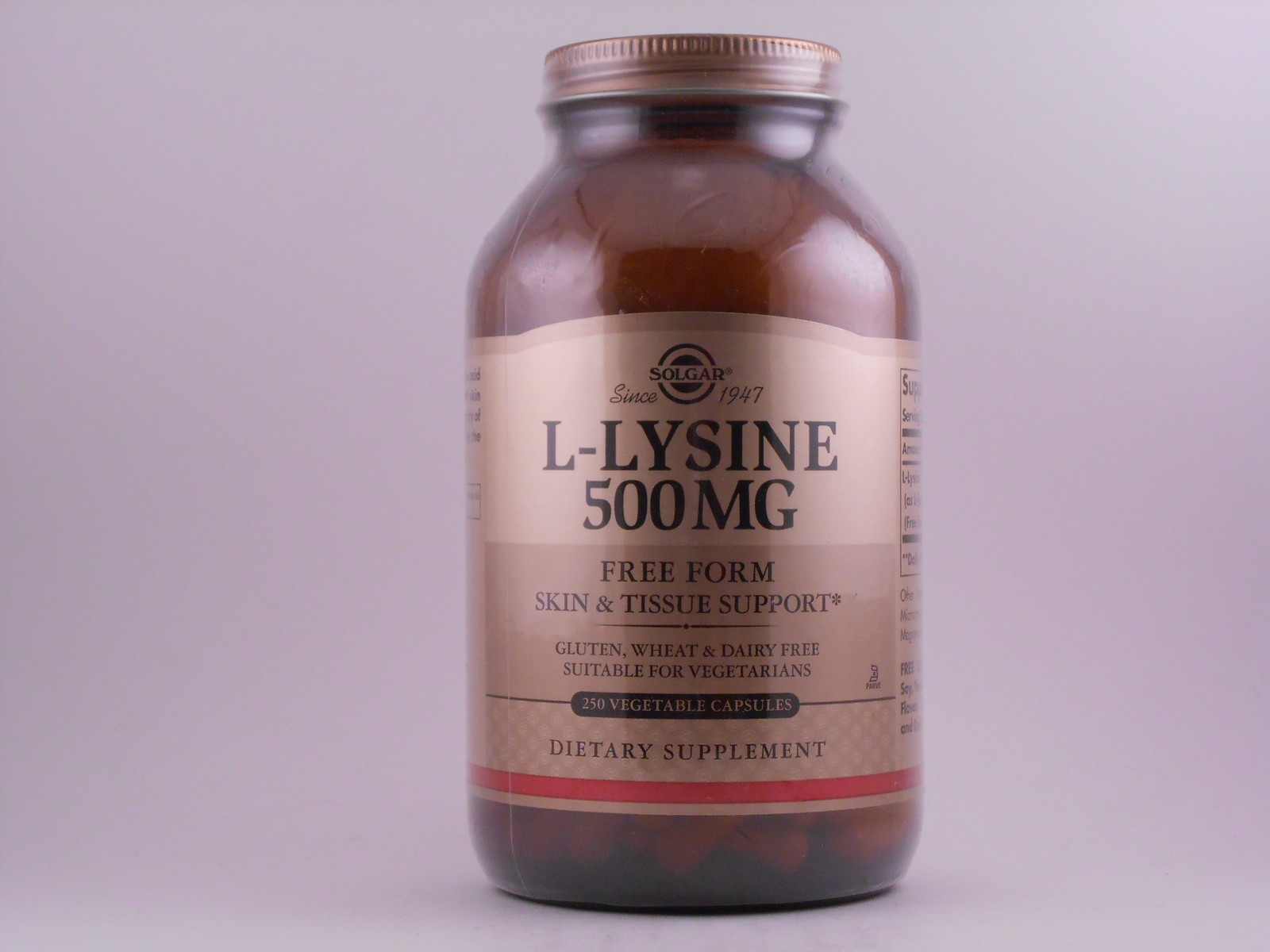Solgar L-Lysine 500mg 250 Vegetable Capsules