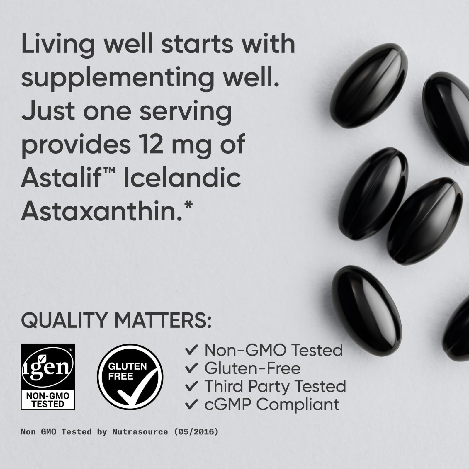 Icelandic Astaxanthin 12mg with Coconut Oil, 60 Softgels – Triple Strength Antio