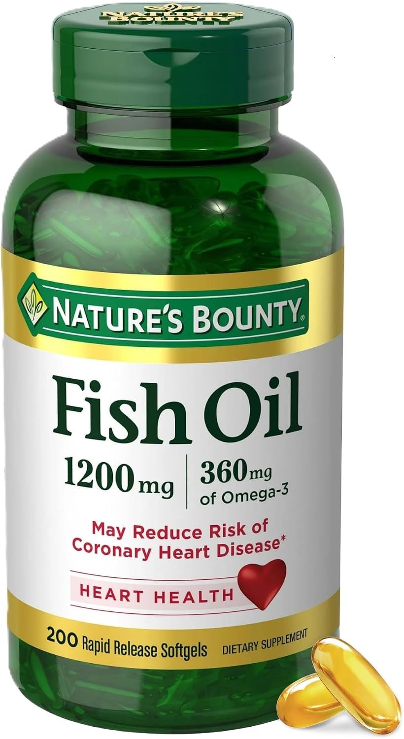 Nature’s Bounty Fish Oil Omega 3 Supplements – Supports Heart Health, 1200 Mg