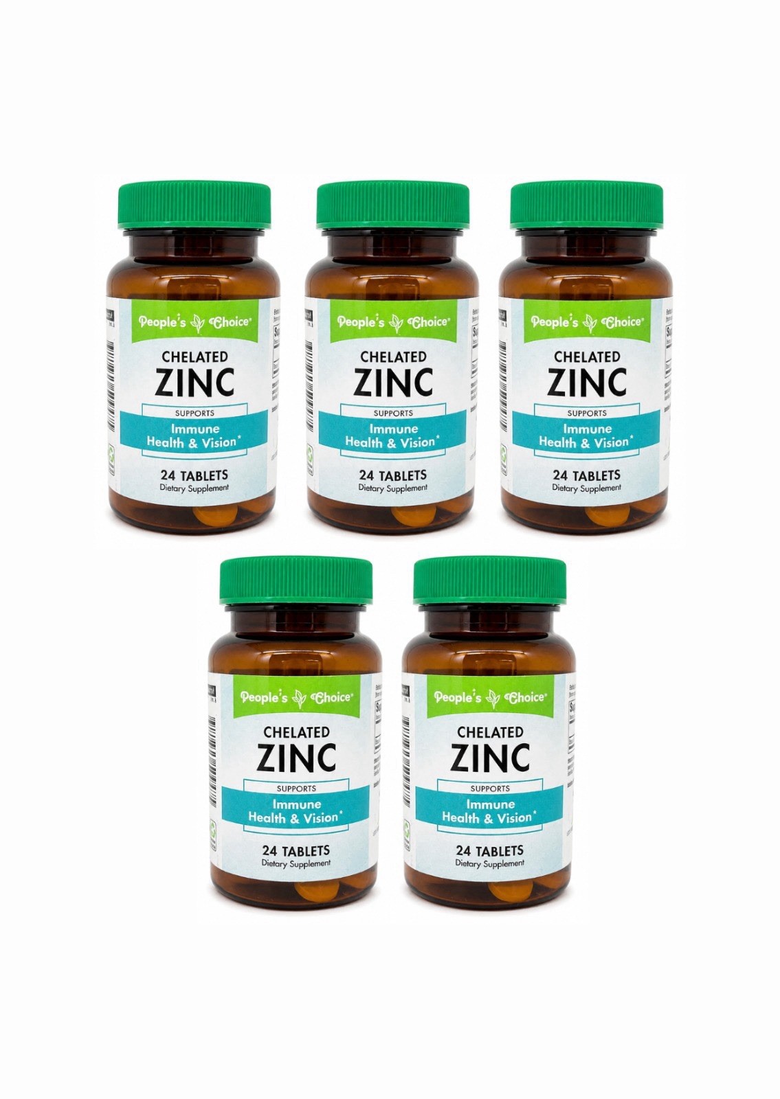 People’s Choice Chelated Zinc 24 Tablets 5 Pack Immune Health & Vision