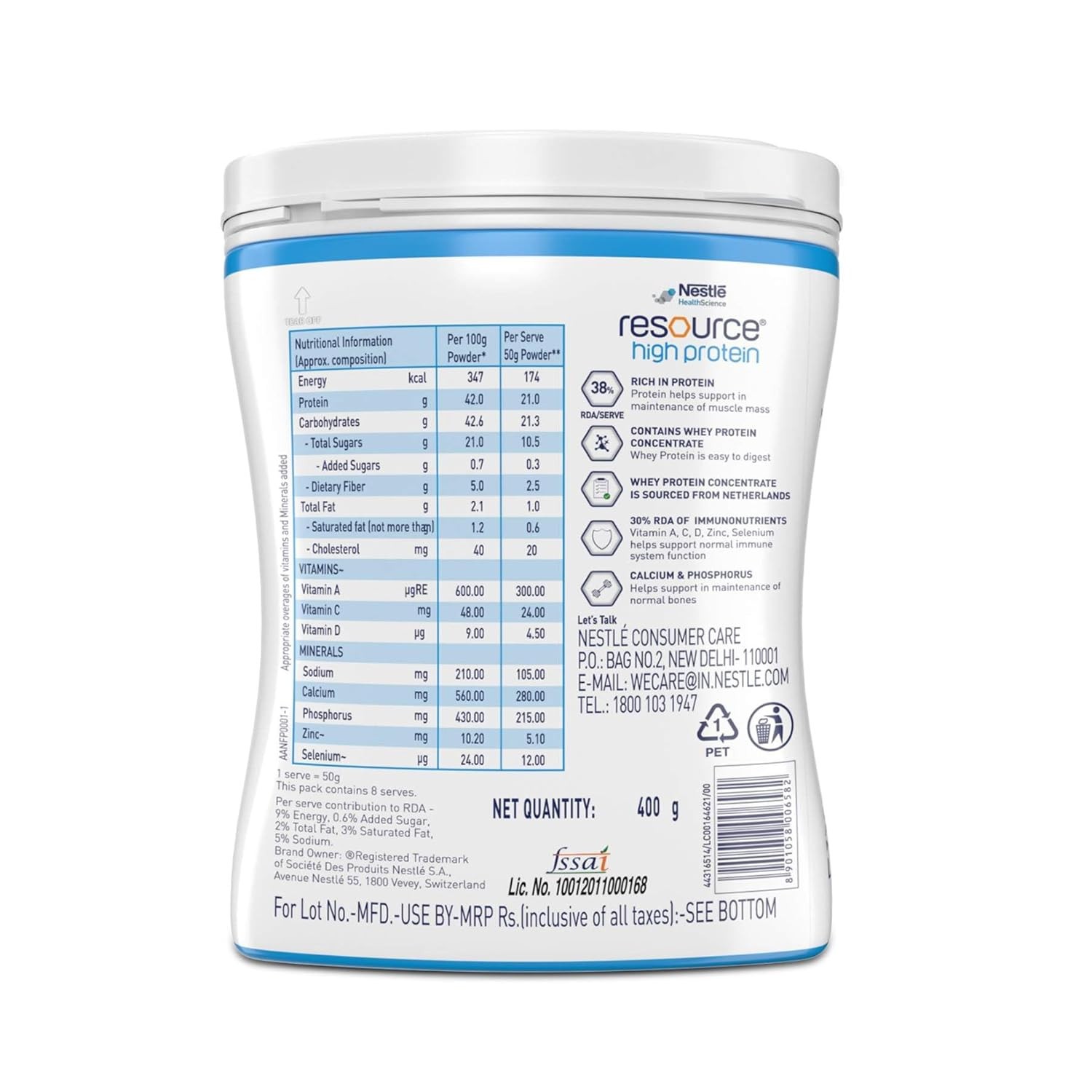 Nestle Resource High Protein Vanilla Flavour 400g Rich in Immuno Nutrients