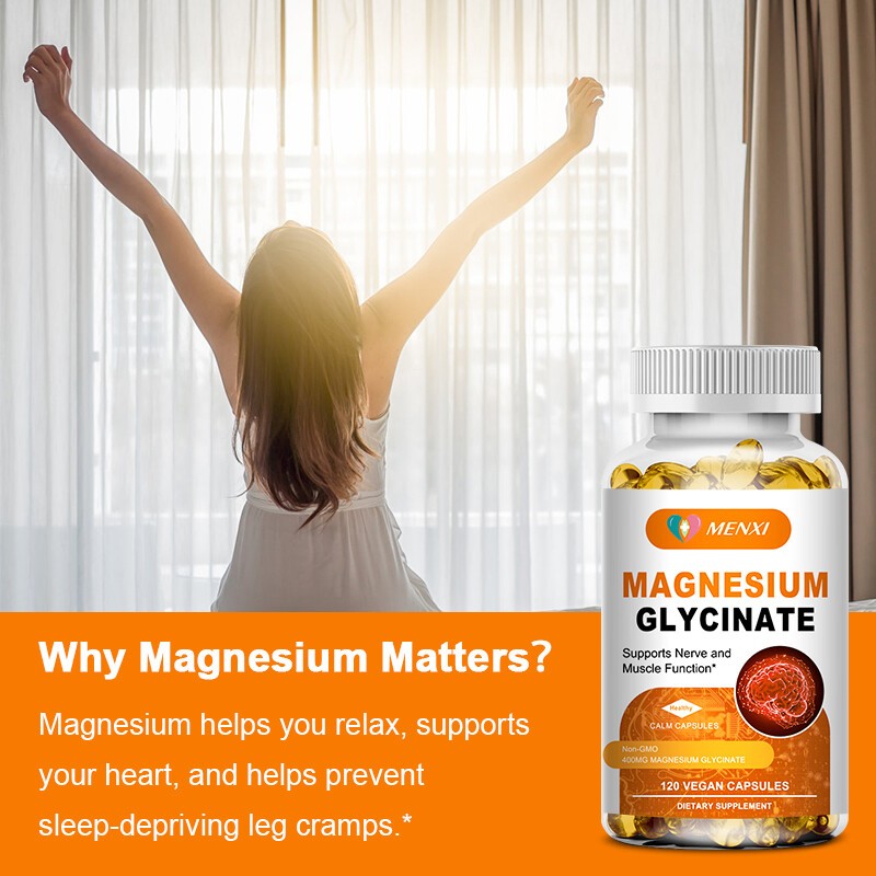 1-4 Packs Magnesium Glycinate 400mg Capsules Support Stress Relief Muscle Bone