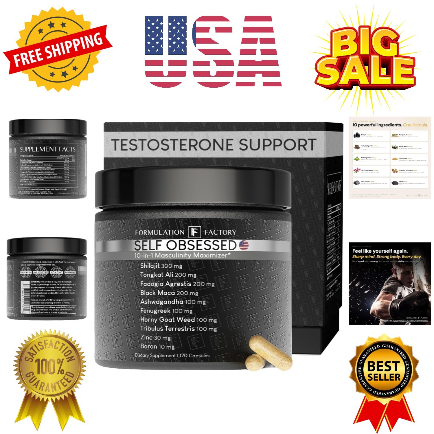 Self Obsessed Masculine Vitality & Testosterone Support – 10-in-1 Complex wit…