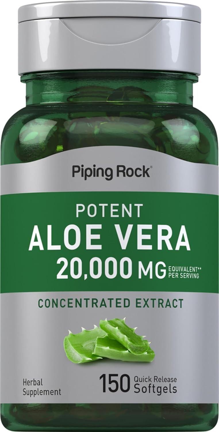 Aloe Vera Capsules 20000mg, 150 Softgels, Non-GMO, Gluten-Free Supplement