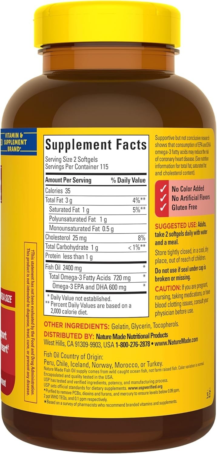 Fish Oil Omega 3 Supplements, 1200 mg Softgels, Omega 3 Fish Oil for Healthy …
