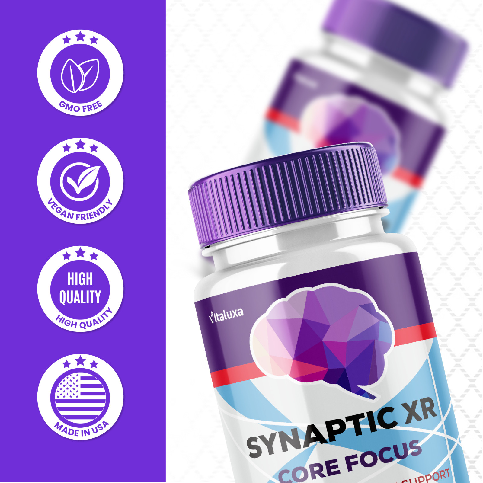 (5 Pack) Synaptic XR Core Focus Pill Cognitive Performance Focus (300 Capsules)