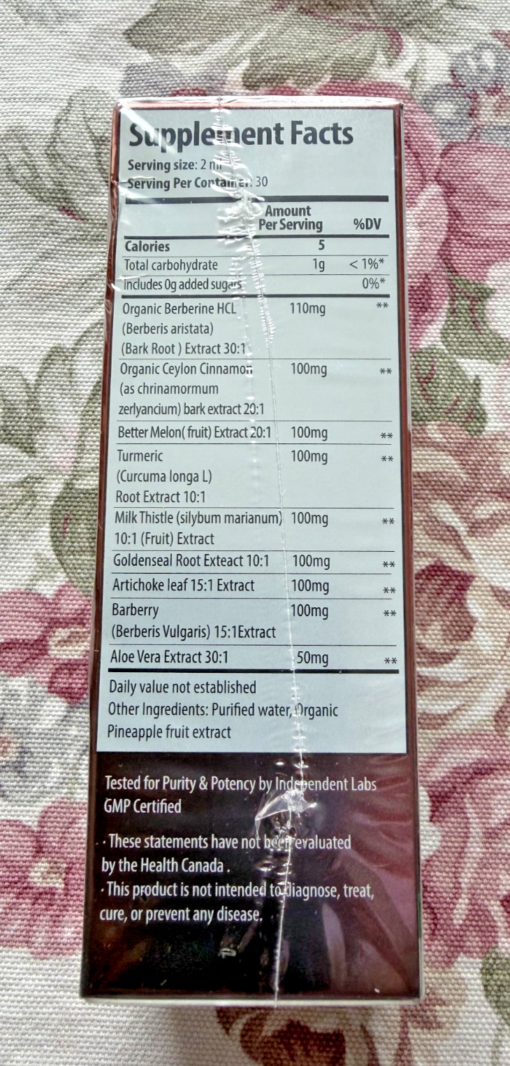 Easment Berberine Liquid Drops Overall Support Natural Berberine Extract 2 FL OZ