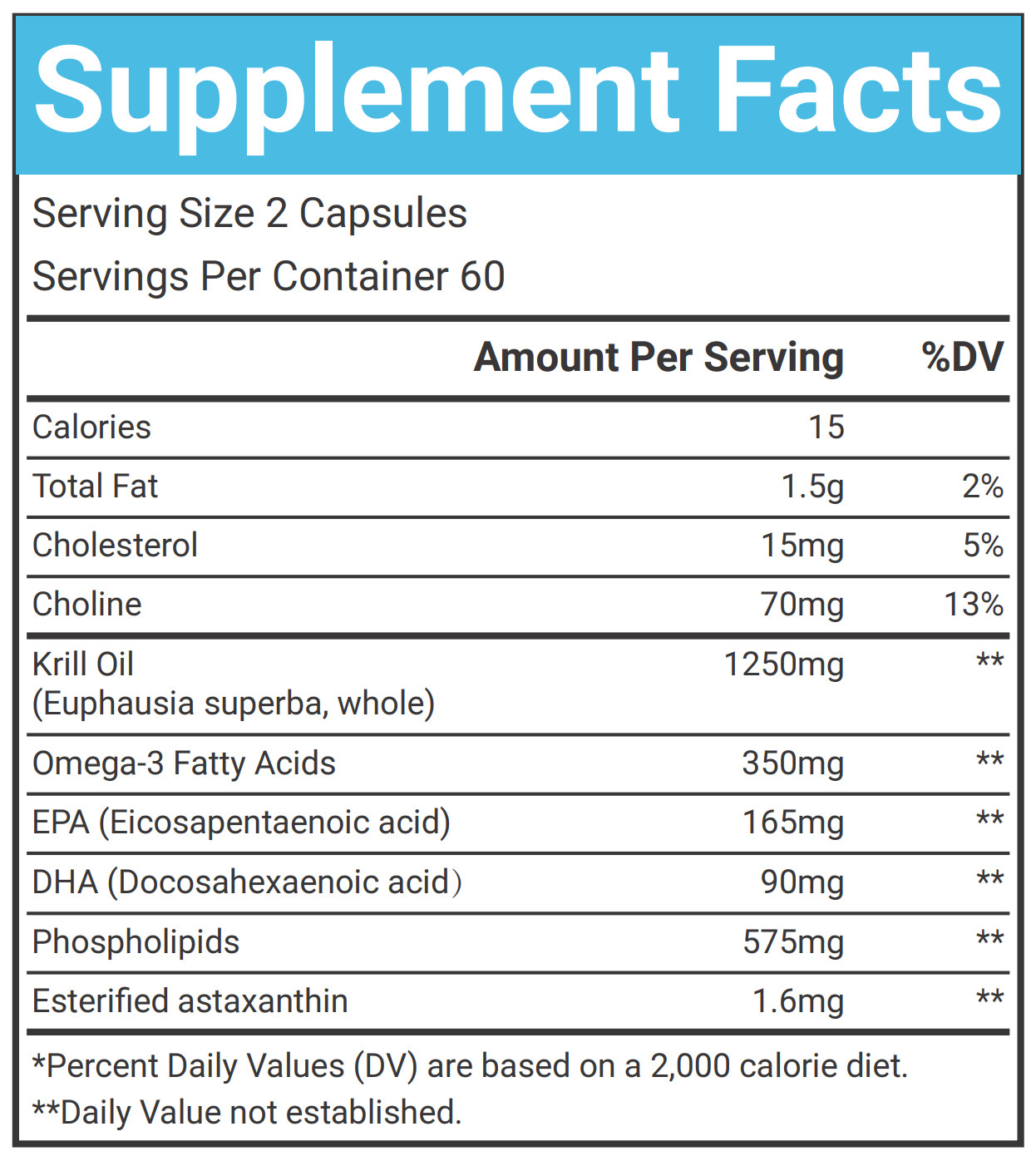 Antarctic Krill Oil 1250mg with Omega-3s EPA, DHA and Astaxanthin 120 Capules