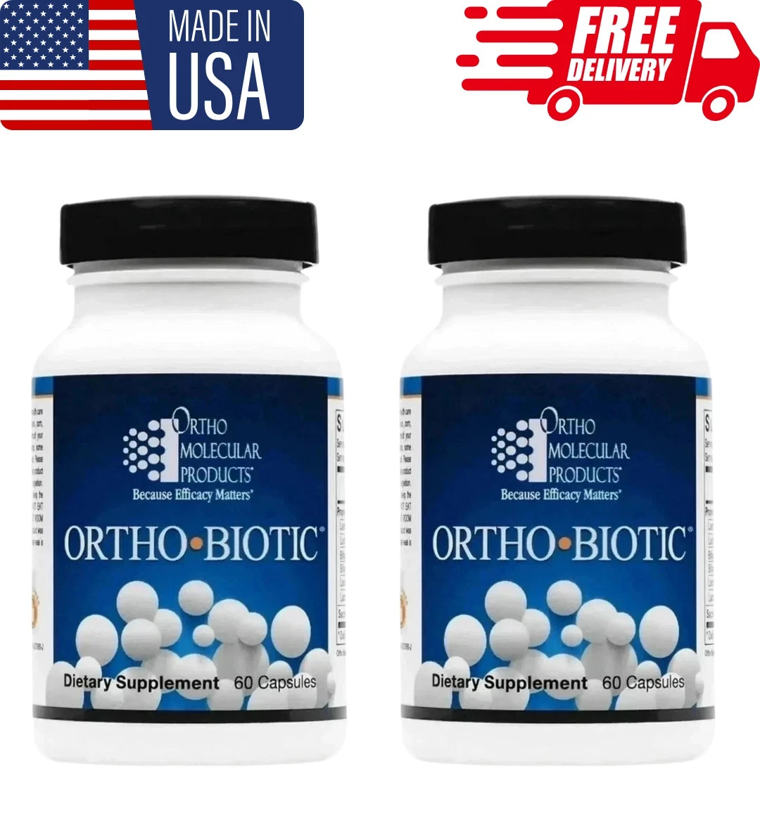 pack of 2 ORTHO BIOTIC 60 CAPSULES Digestive & Gut Health Support