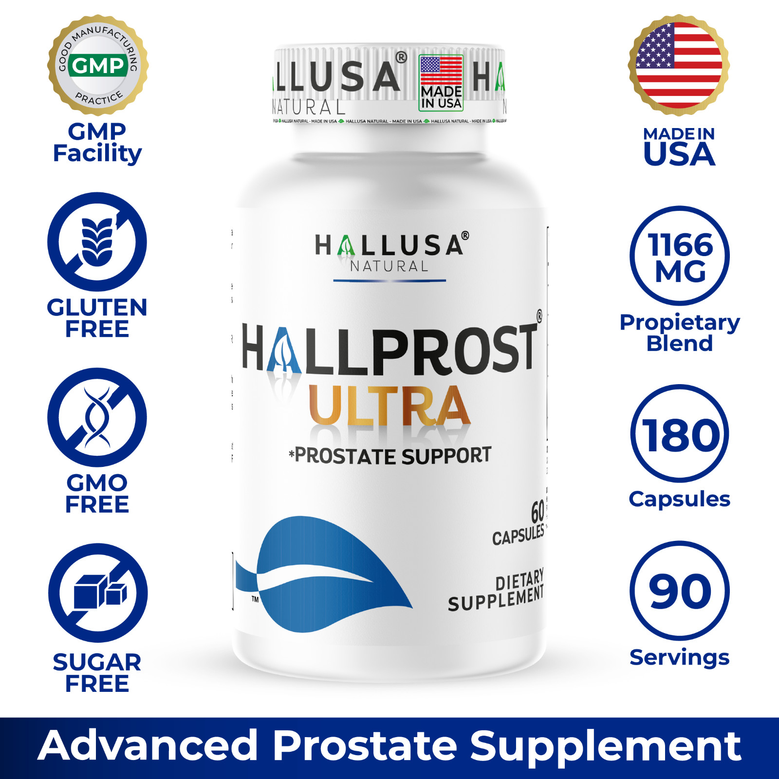 HALLPROST ULTRA 180 ct + Free HALLVIGOR 60 ct | Prostate Health Complex, 240 ct