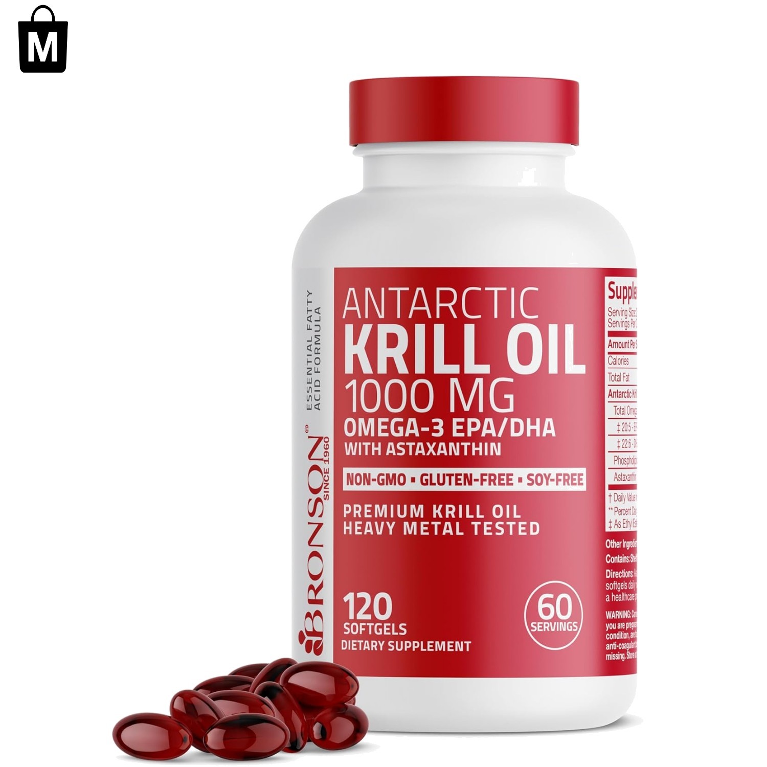 Antarctic Krill Oil 1000 mg, 120 Softgels | Omega-3s, Non-GMO, Gluten Free