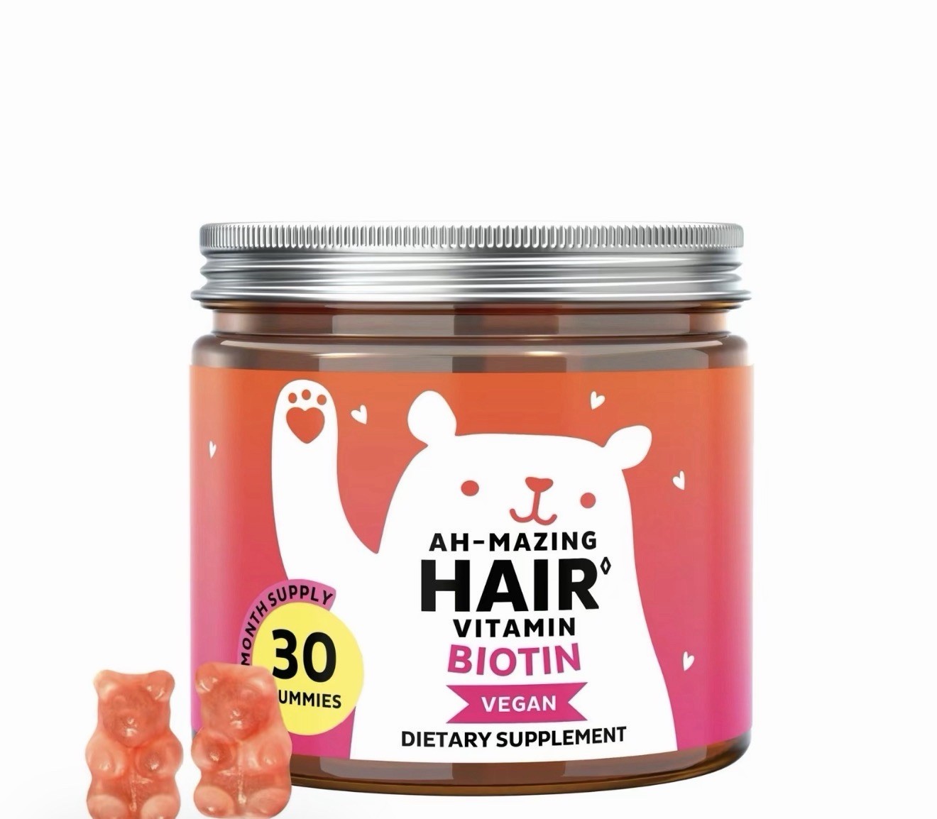 AH-MAZING Biotin Hair Skin & Nail Vitamin Vegan Gummies 30 Count