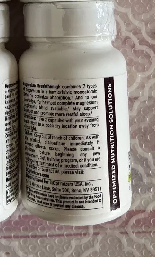 BiOptimizers Magnesium Breakthrough 30 VegCaps Each BB 04/26