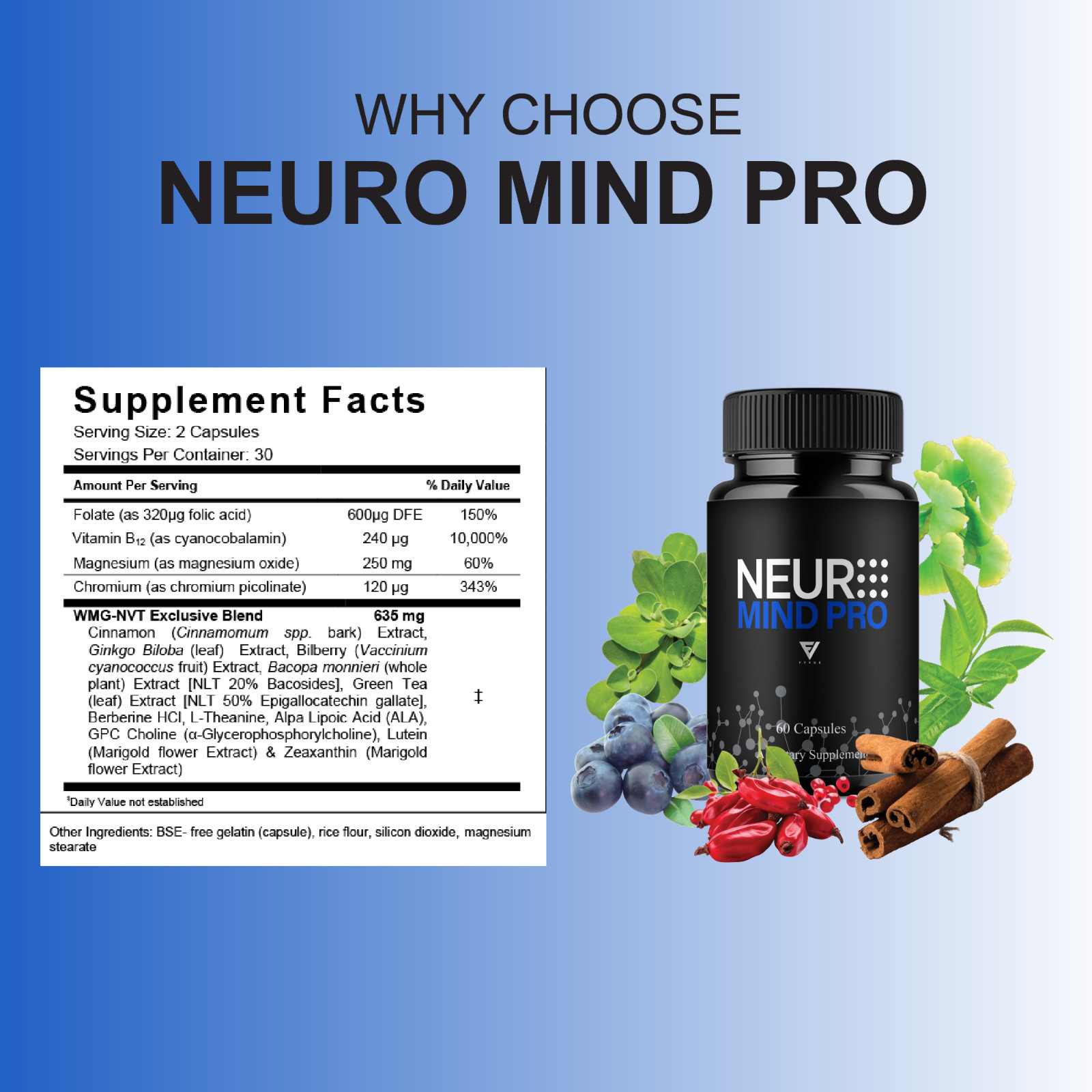 Neuro Mind Pro Pills, NeuroMindPro Brain Health Formula (60 Capsules)