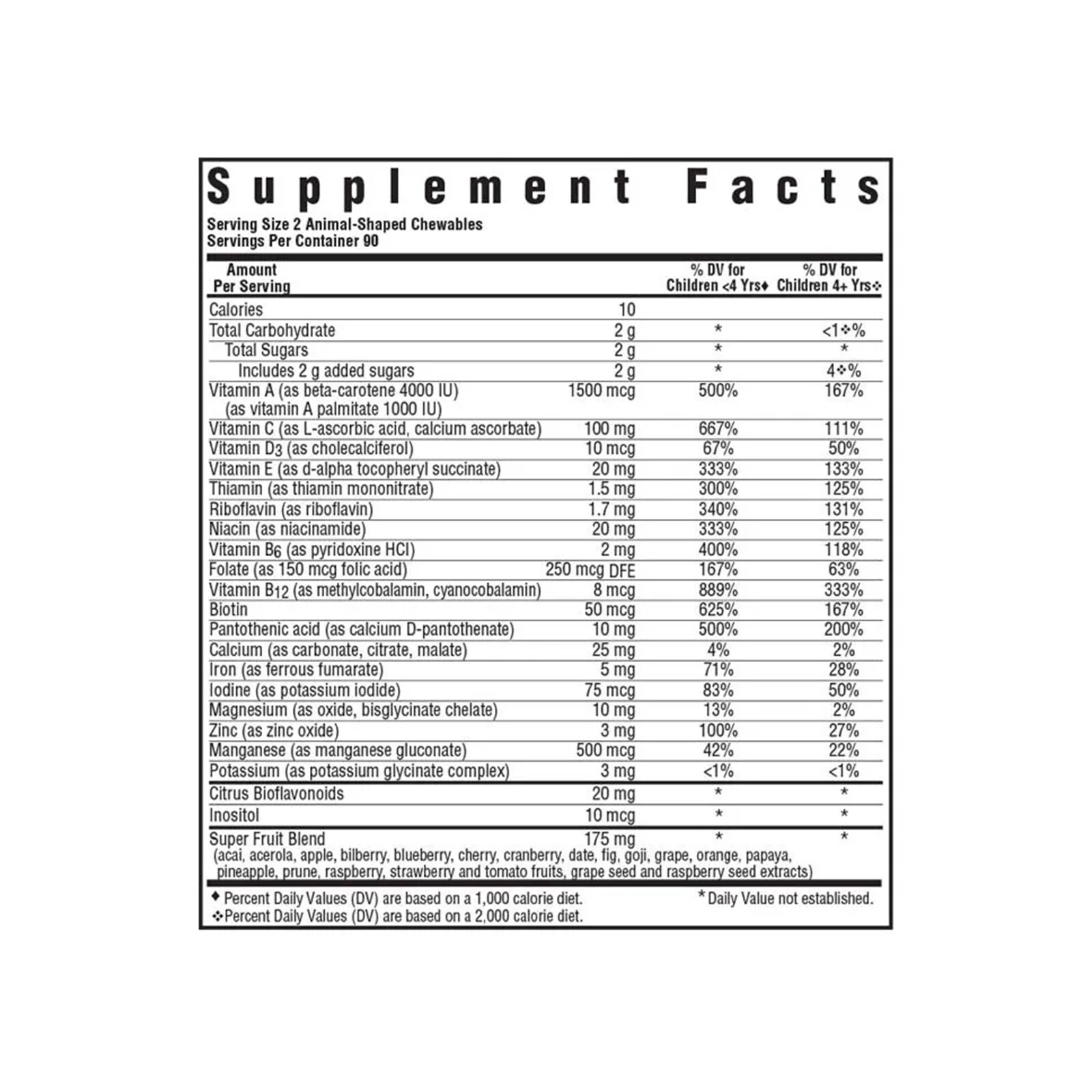 Bluebonnet Rainforest Animal Whole Food Based Multiple180 Chewables, Mixed Fruit