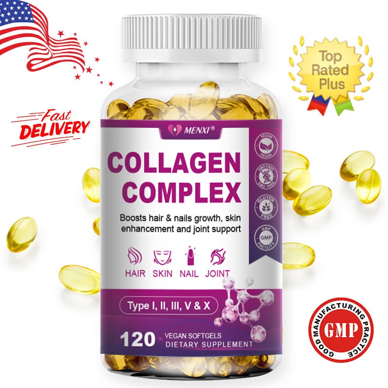 Collagen Peptides 120 Capsule 2000 MG Hydrolyzed Anti-Aging (Types I,II,III,V,X)