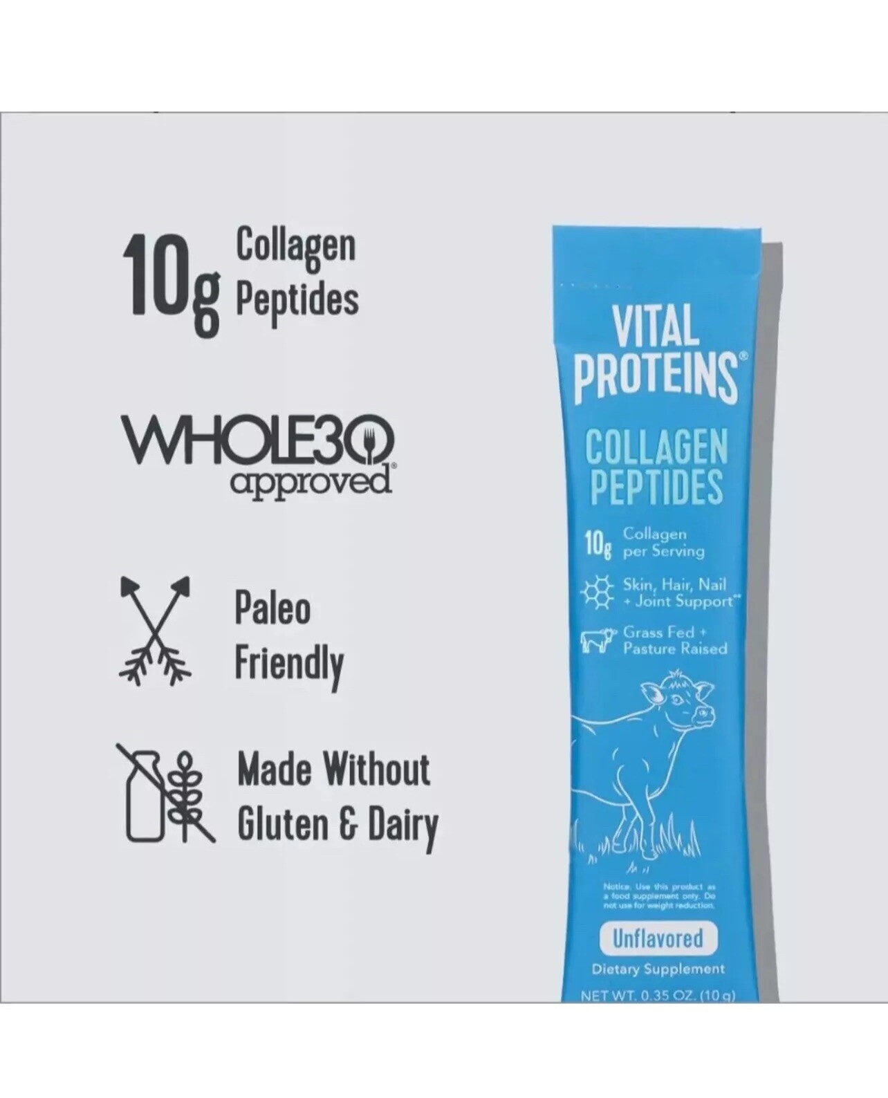 🩵 Vital Proteins Collagen Peptides Unflavored 20 Loose Packet Sticks Exp 7/28