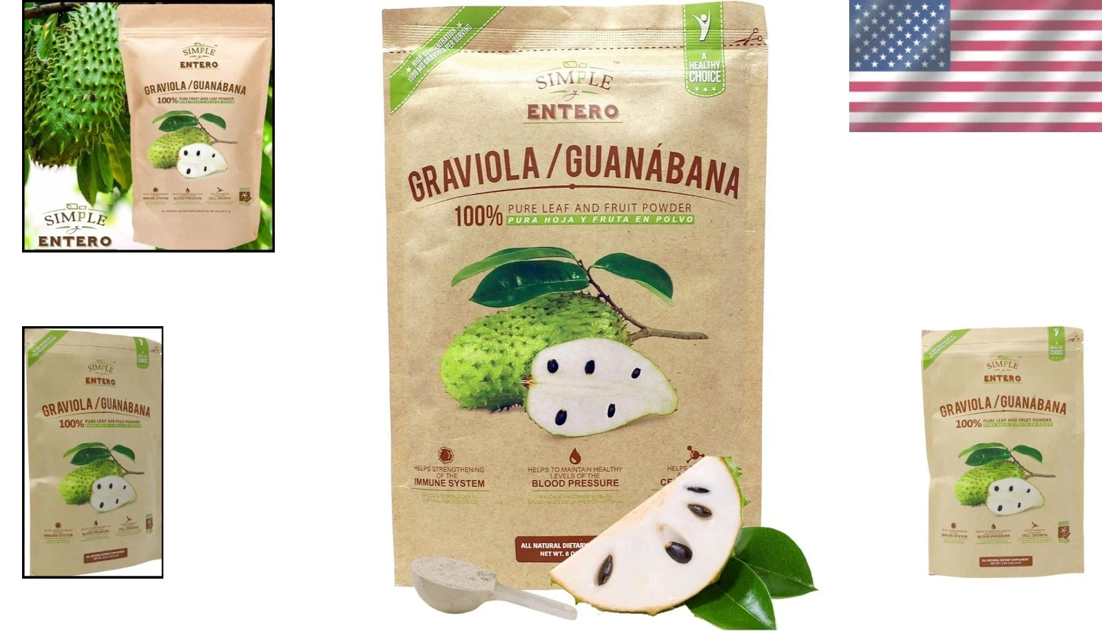Soursop Leaf & Fruit Powder – Pure Graviola Supplement, High in Vitamins, 8 oz