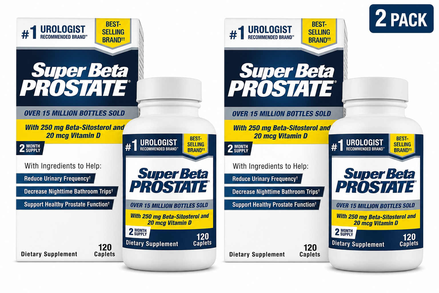 2 Pack Men’s Health SUPER BETA PROSTATE Support Supplement – Caplets 120 ct