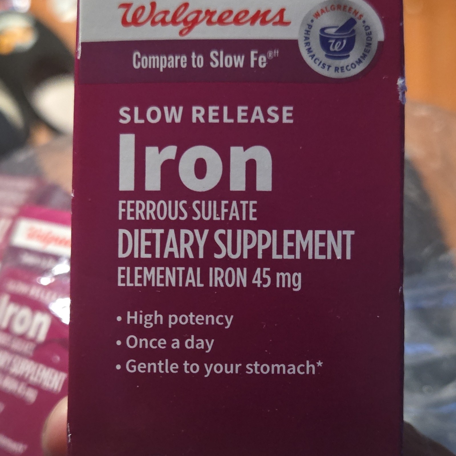 Walgreens Slow Release Iron Supplement 45 mg High Potency 60 Tablets